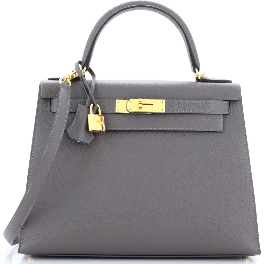 Pre-owned Hermes Hermes Kelly Handbag Grey Epsom With Gold Hardware 28 In Gray