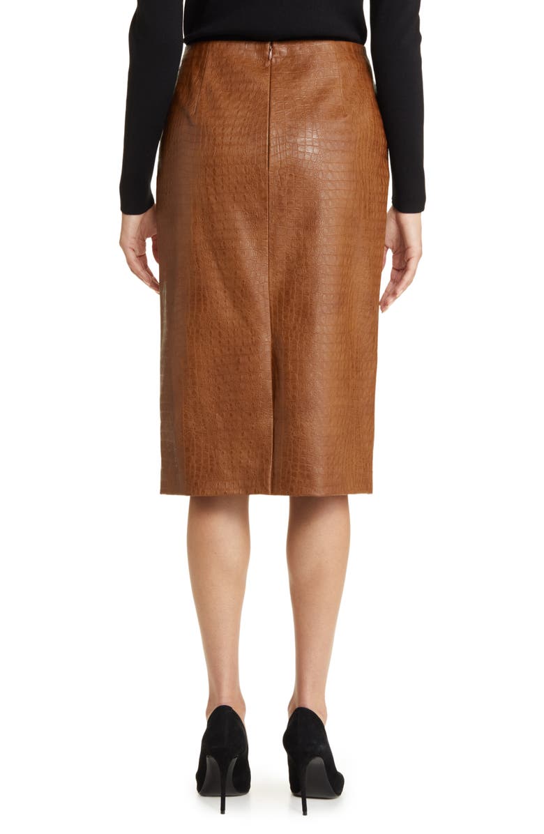 Anne Klein Croc Embossed Faux Leather Skirt, Alternate, color, 