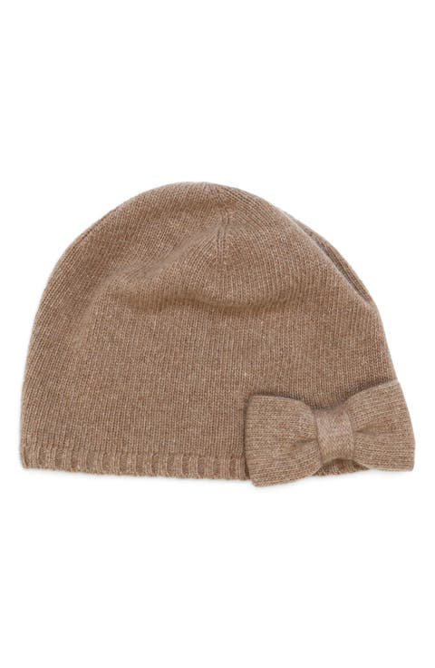 Cashmere Beanie with Bow