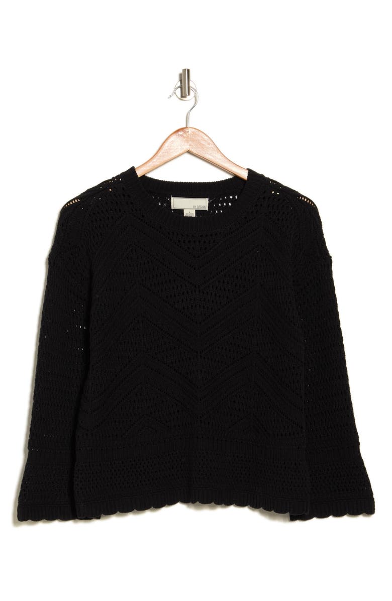 BY DESIGN Eliana Openwork Sweater, Alternate, color, Black