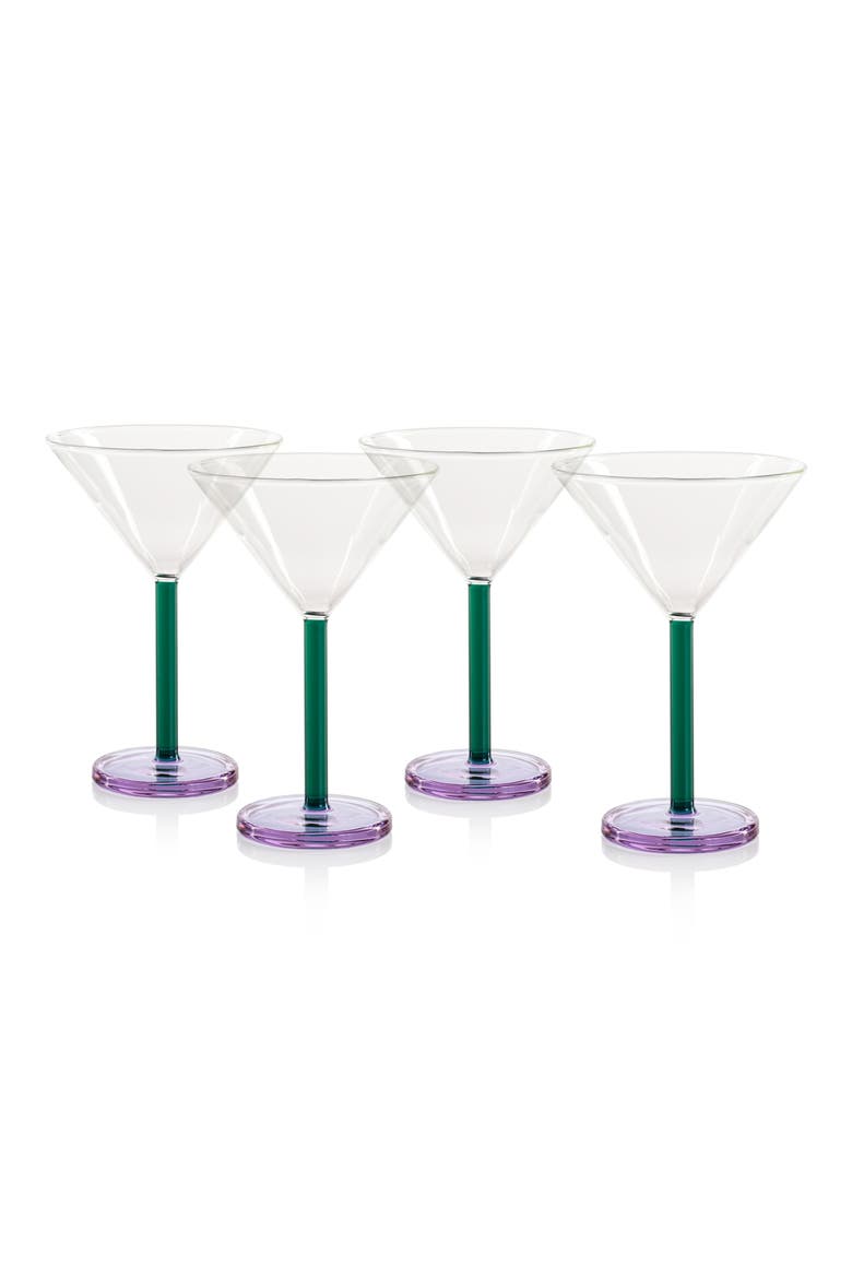Vireo Set of 4 Martini Glasses, Alternate, color, CLEAR/ TEAL/ LILAC