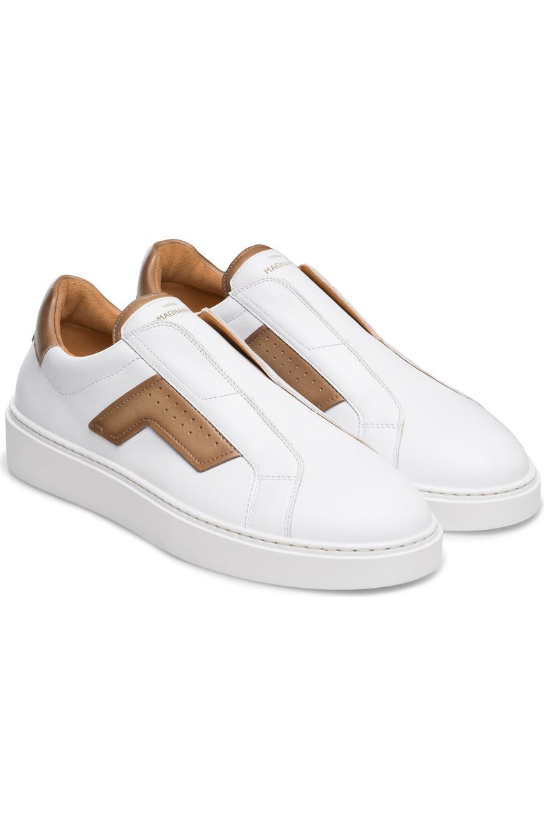 Magnanni Phoenix Slip-On Sneaker, Main, color, White And Taupe