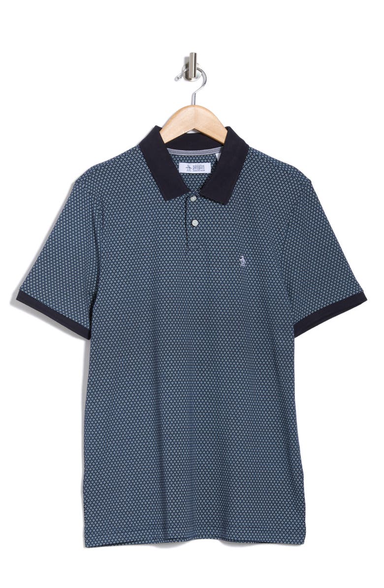 Original Penguin Ditsy Jersey Polo, Alternate, color, Dark Sapphire