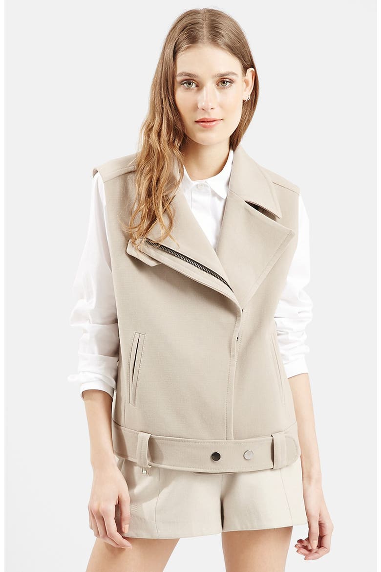 Belted Biker Vest, Main, color, GREY