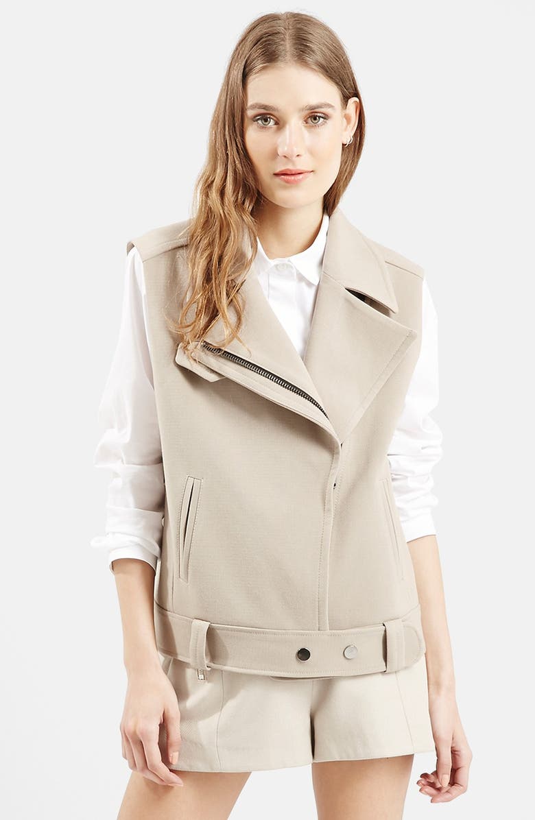 Topshop Belted Biker Vest, Main, color,