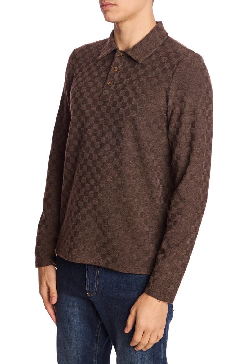Check Long Sleeve Polo, Alternate, color, CHOCOLATE COFFEE
