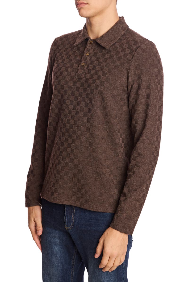 PAISLEY & GRAY Check Long Sleeve Polo, Alternate, color, Chocolate Coffee