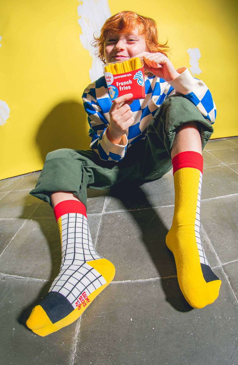 doiy Kids' Fries Juice 3D Crew Socks, Alternate, color, White Multi