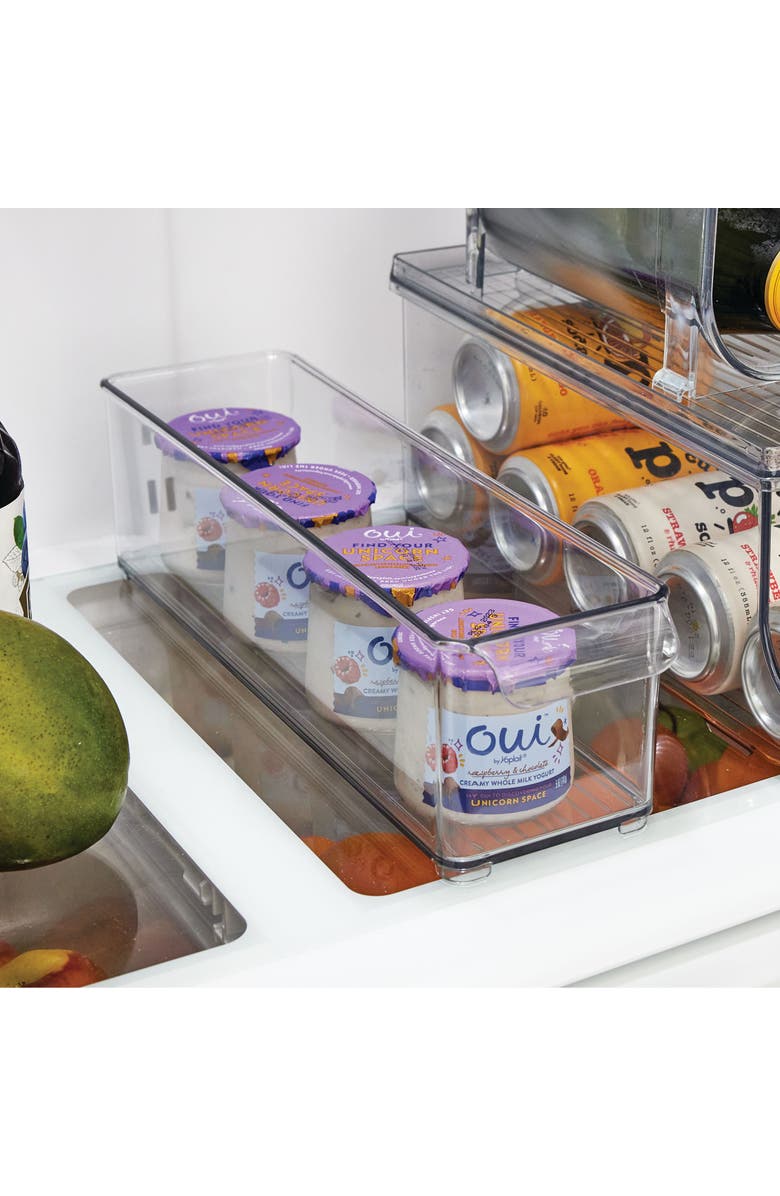 Basic Stackable Fridge Storage Bin with Handle, Set of 6, Clear, Made in USA, Alternate, color, Clear