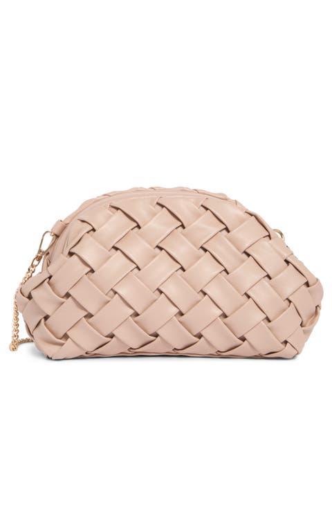 Woven Faux Leather Clutch