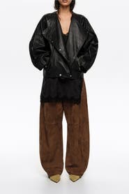 Bimba y Lola Leather Double-Breasted Jacket