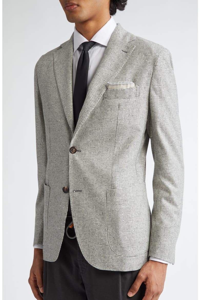 Houndstooth Wool & Cashmere Sport Coat, Alternate, color, LIGHT GRAY MELANGE