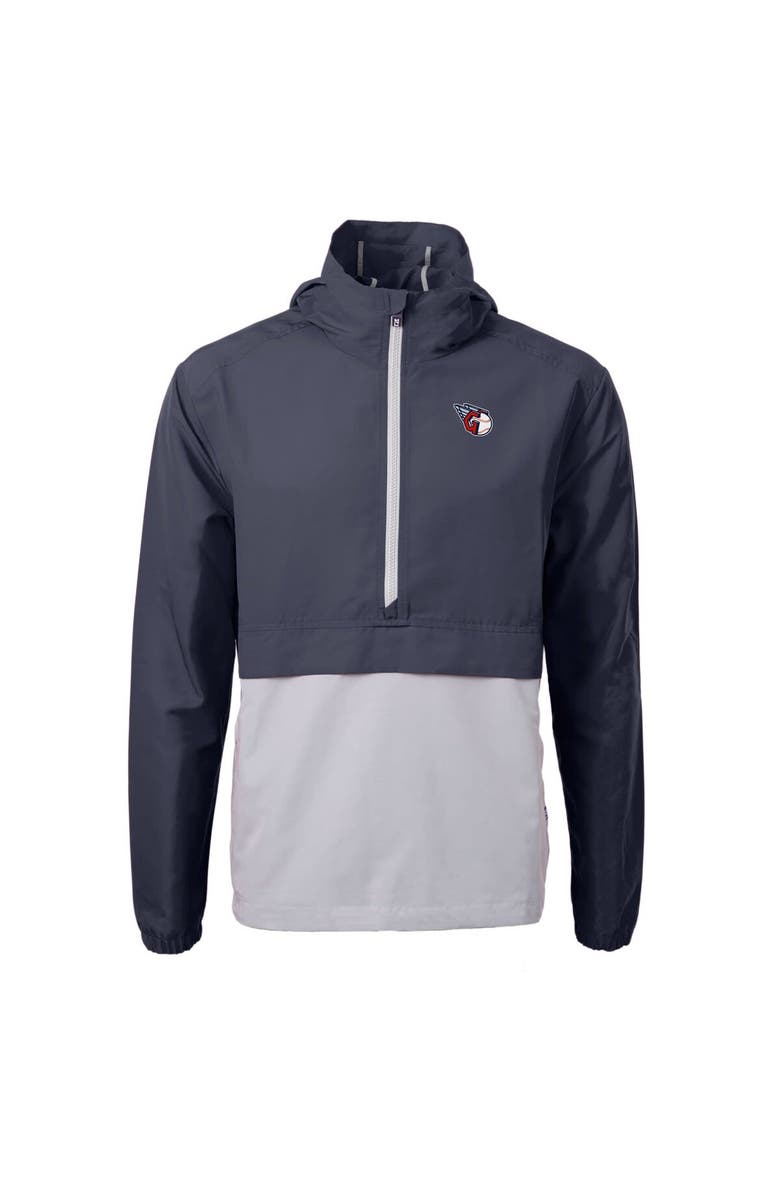 Cutter & Buck Men's Cutter & Buck Navy/Gray Cleveland Guardians Charter Eco Recycled Half-Zip Anorak Jacket, Alternate, color, Navy