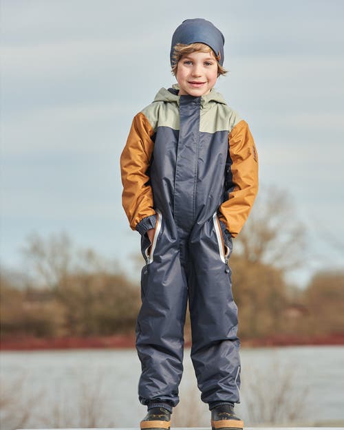 DEUX PAR DEUX DEUX PAR DEUX LITTLE BOY'S COLORBLOCK MID-SEASON ONE-PIECE OUTERWEAR DARK GRAY, SAGE, AND TAN 