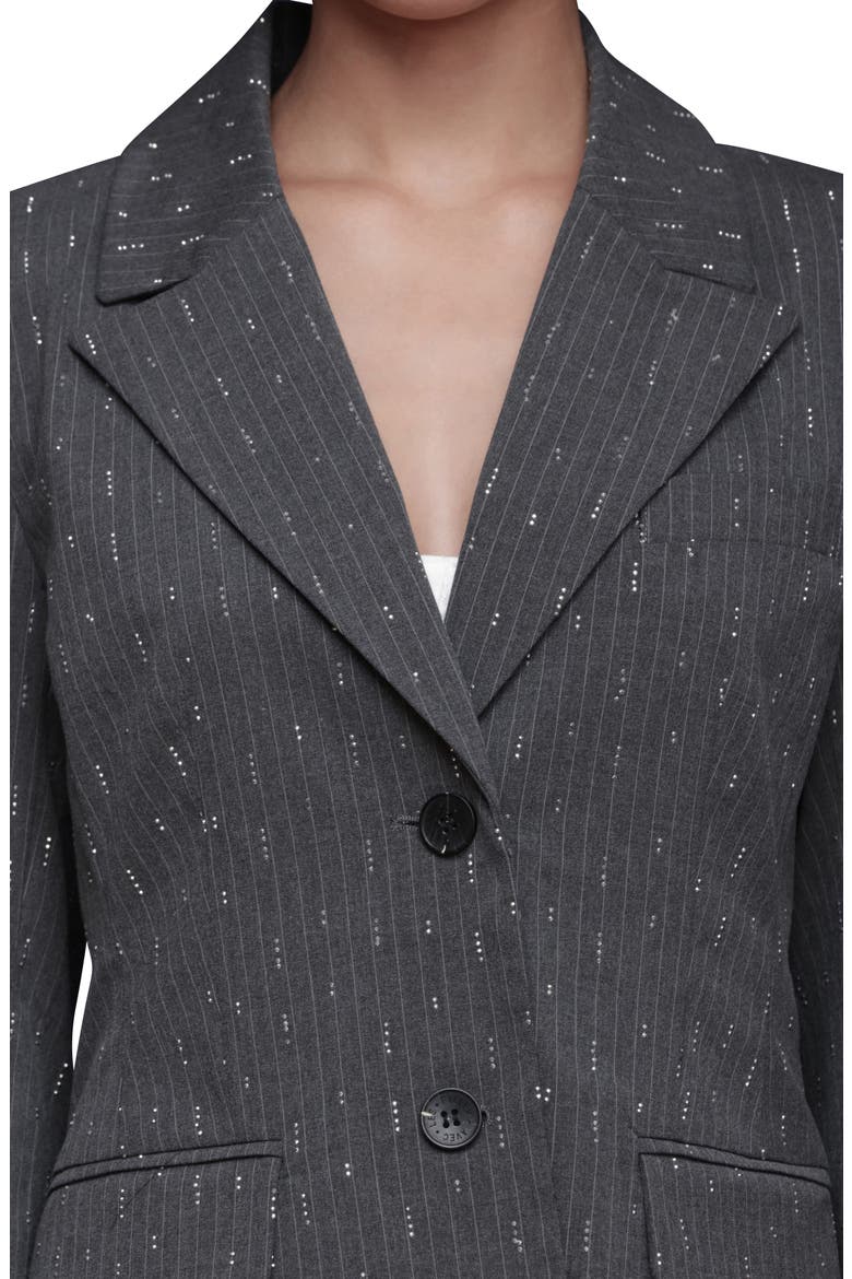 Rhinestone Detail Pinstripe Blazer, Alternate, color, GREY PINSTRIPE - SILVER