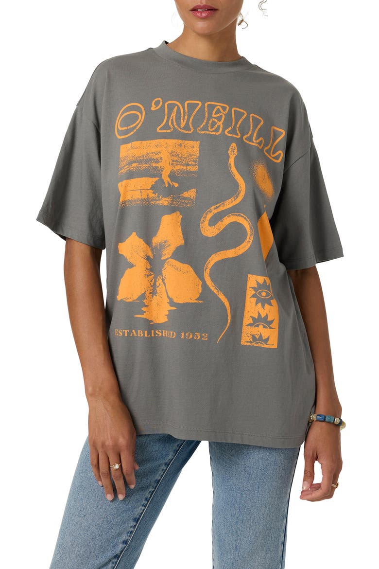 Tropic Meltdown Oversized Graphic T-Shirt, Main, color, GARGOYLE