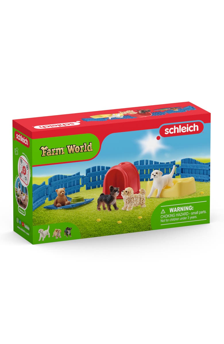 Schleich Farm World Puppy Pen, Animal Figurine Playset, Alternate, color, Multicolored