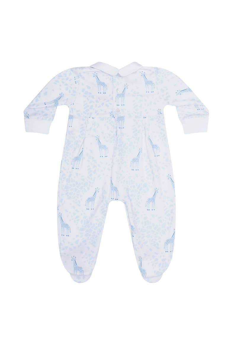 Blue Giraffe Print Smocked Footie - Baby, Alternate, color, Blue