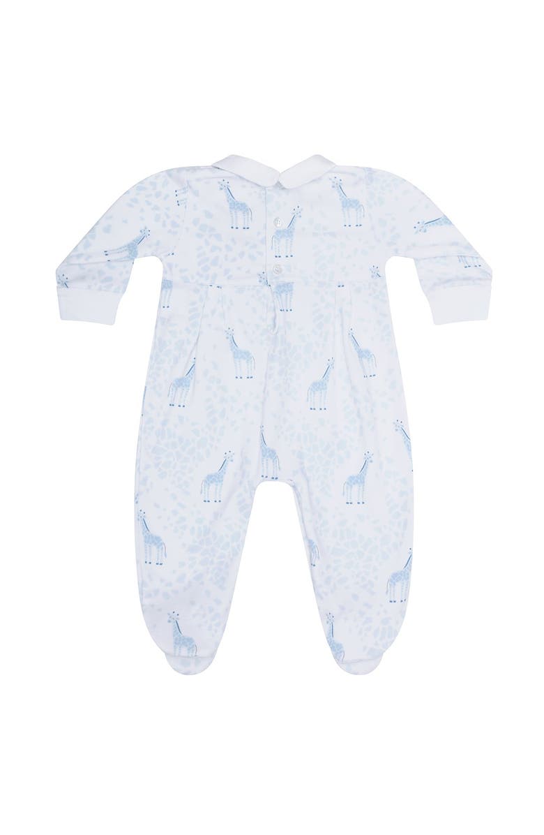 Nellapima Blue Giraffe Print Smocked Footie - Baby, Alternate, color, Blue