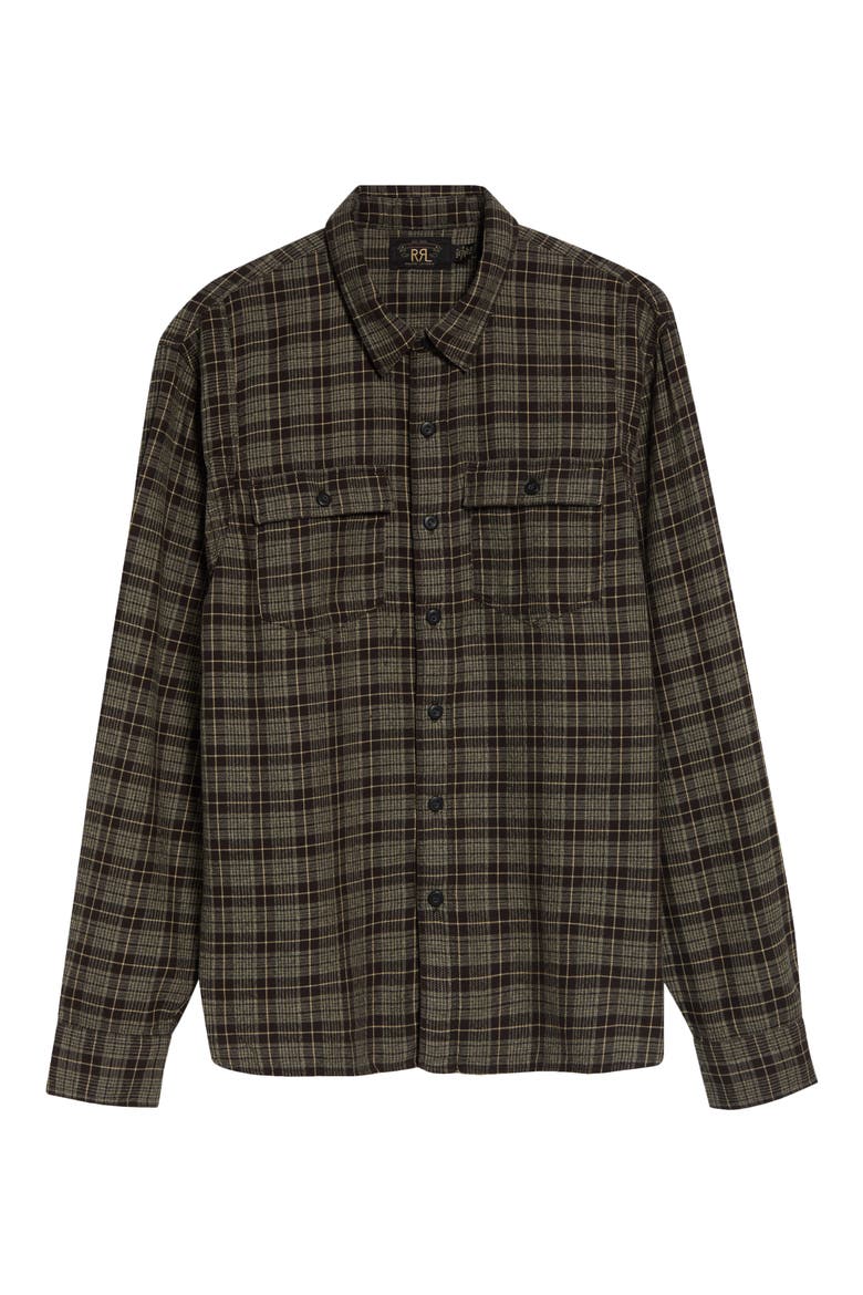 Eaton Plaid Cotton Twill Workshirt, Main, color, RL-813 GREY/ WHITE