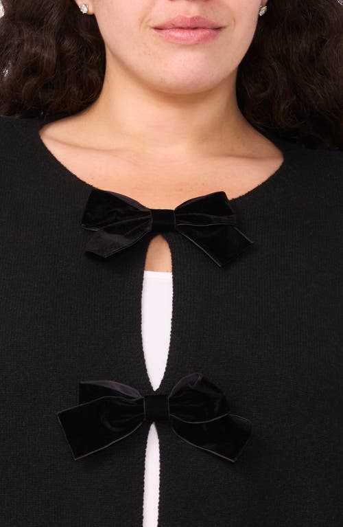Cece Velvet Bow Closure Cardigan In Multi