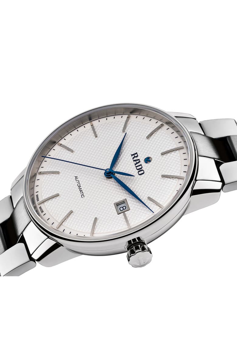 RADO Coupole Classic Automatic Bracelet Watch, 41mm, Alternate, color, Silver/ White/ Silver