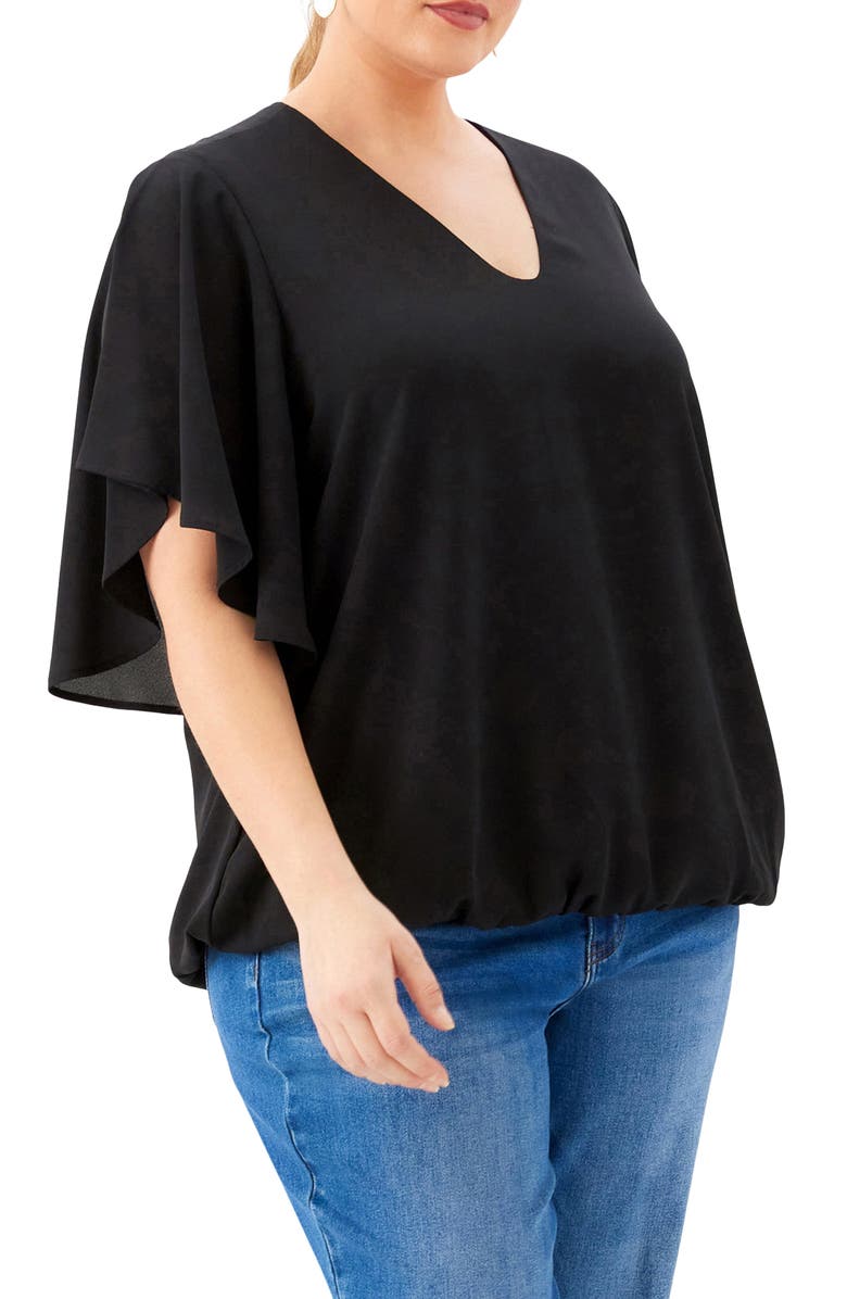 Karen Kane Flutter Sleeve Top, Alternate, color, Black