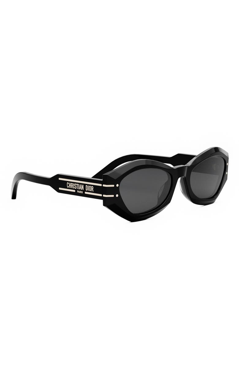 DIOR 'DiorSignature B1U 55mm Butterfly Sunglasses, Alternate, color, Shiny Black / Smoke