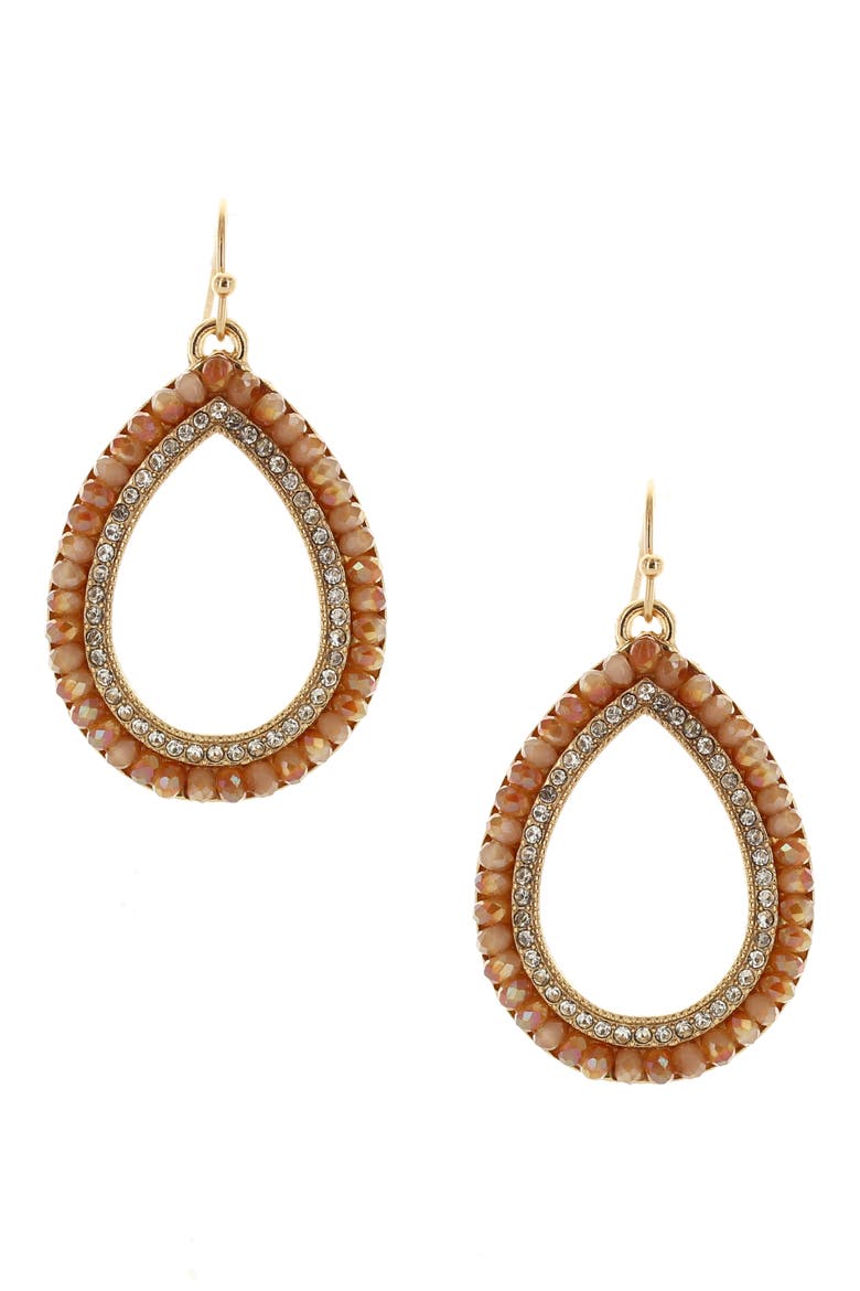 Raylee Stone Drop Earrings, Main, color, GOLD / PEACH