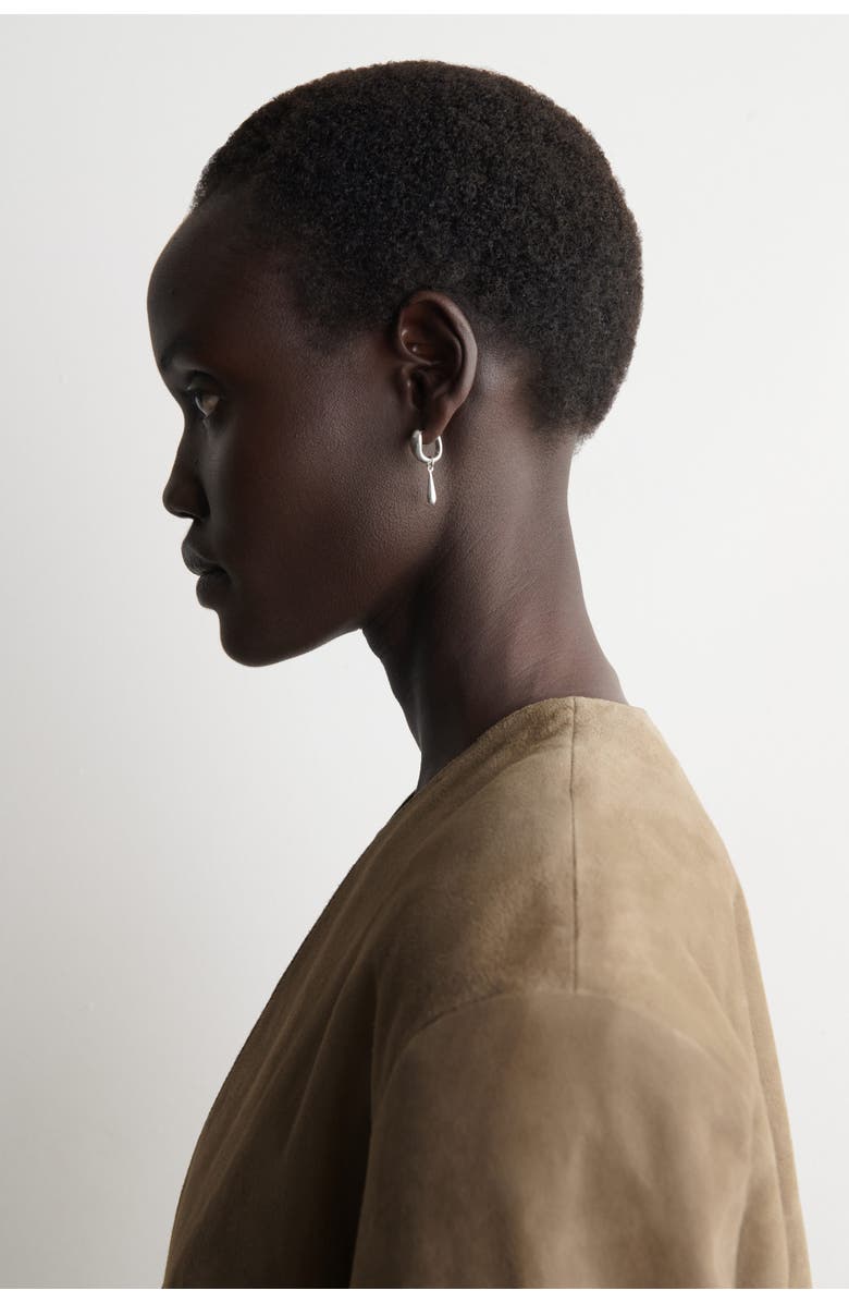 COS Mismatched Teardrop Hoop Earrings, Alternate, color, Silver