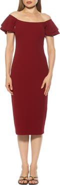 Alexia Admor Winston Off the Shoulder Body-Con Midi Dress