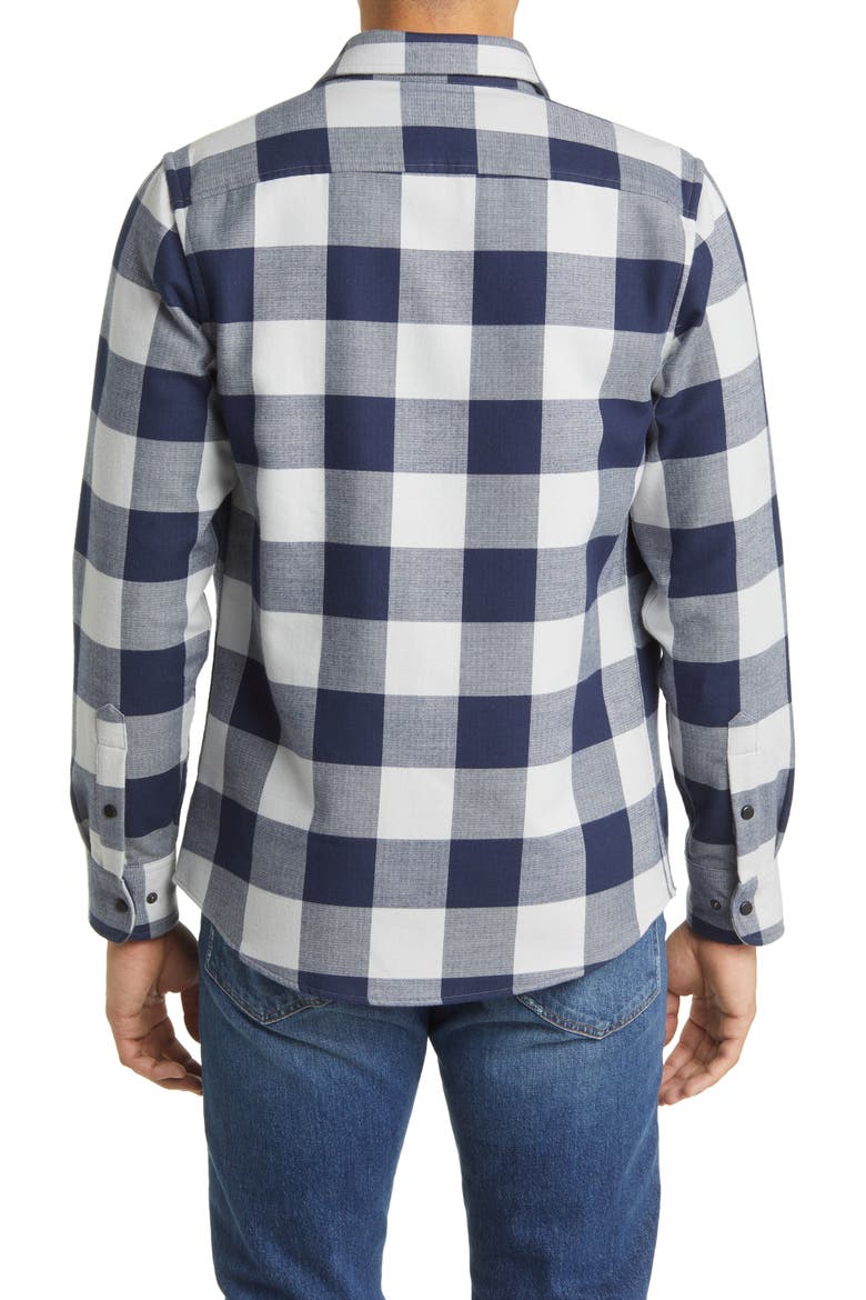 Trim Fit Buffalo Check Snap-Up Shirt Jacket, Alternate, color, GREY - NAVY BUFFALO