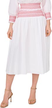 1.STATE Smocked Waist Midi Skirt