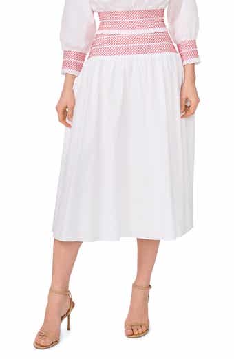 1.STATE Smocked Waist Midi Skirt