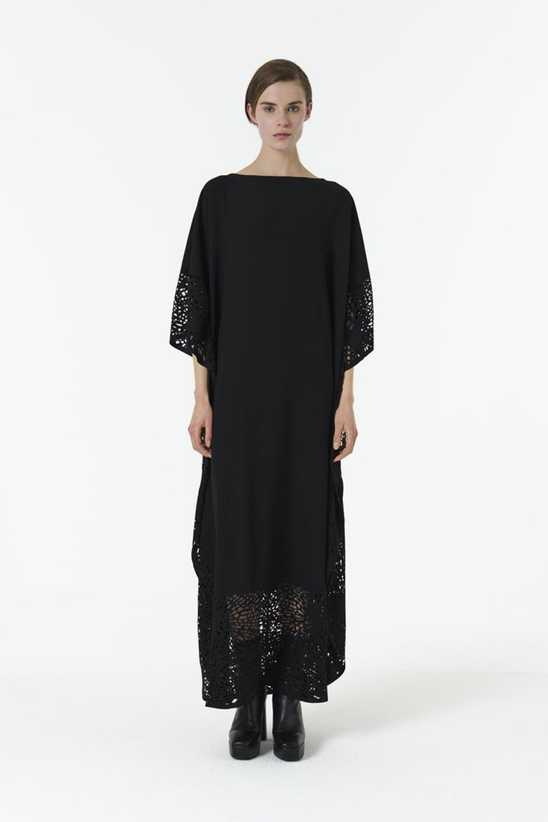 Laser-Cut Kaftan, Alternate, color, Black