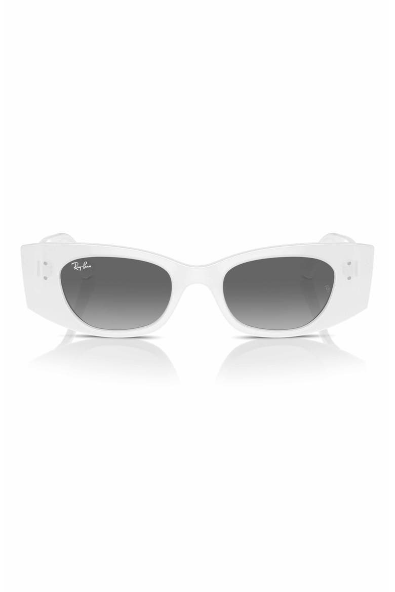 Kat 49mm Small Rectangular Sunglasses, Alternate, color, WHITE