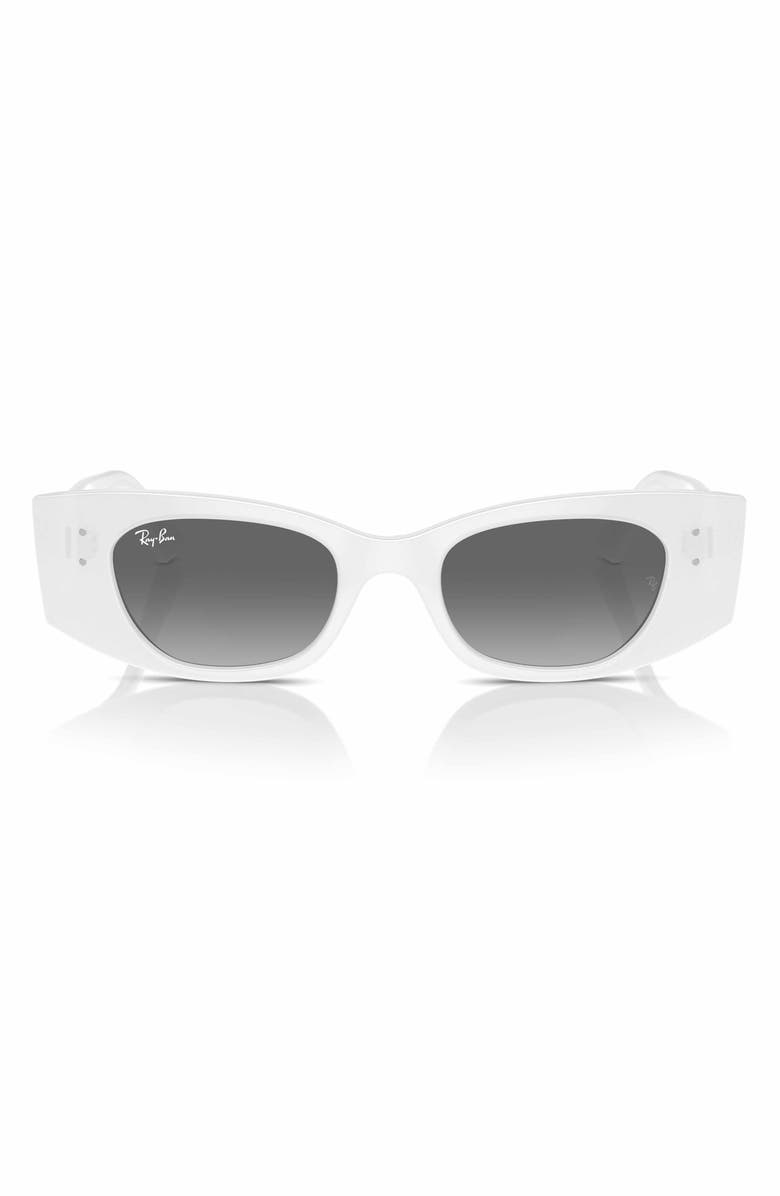 Ray-Ban Kat 49mm Small Rectangular Sunglasses, Alternate, color, White