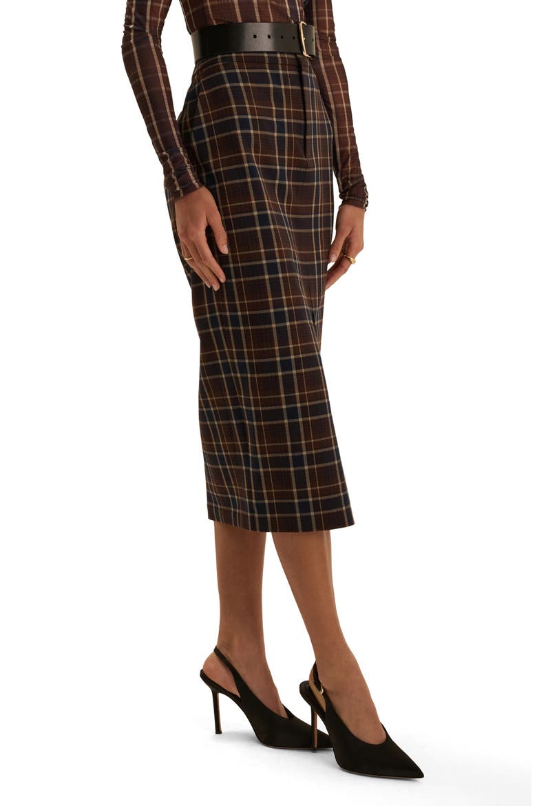The Meyer Plaid Midi Skirt, Alternate, color, TOFFEE PLAID