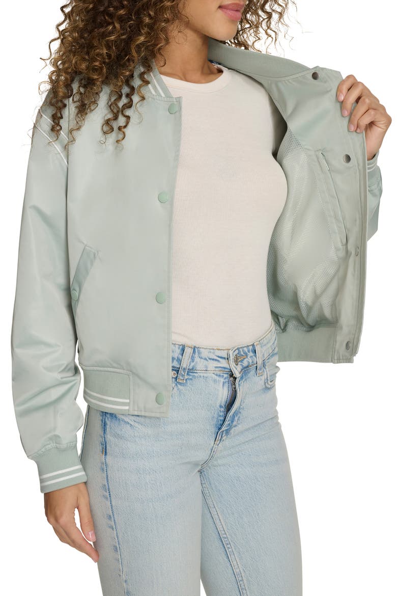 Crop Varsity Jacket, Alternate, color, SAGE