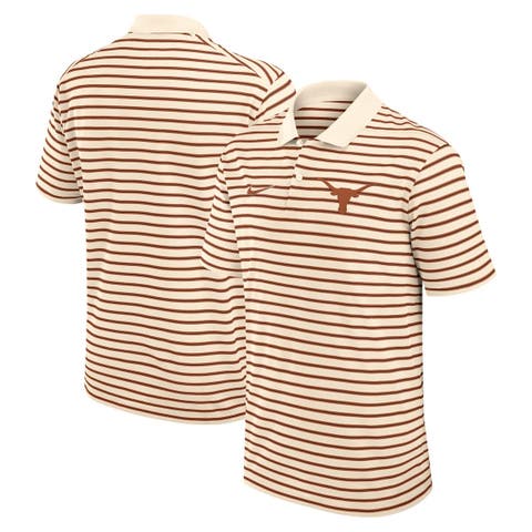 Men's Nike Cream Texas Longhorns Solid Foundation Striped Performance Polo