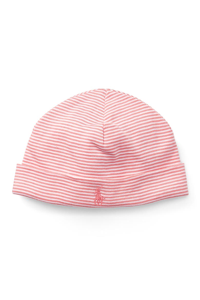 Stripe Logo Embroidered Beanie, Main, color, PAISLEY PINK STRIPE