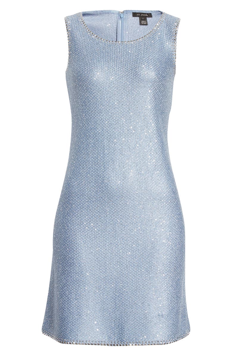 St. John Evening Stud Trim Sequin Knit A-Line Minidress, Alternate, color, 