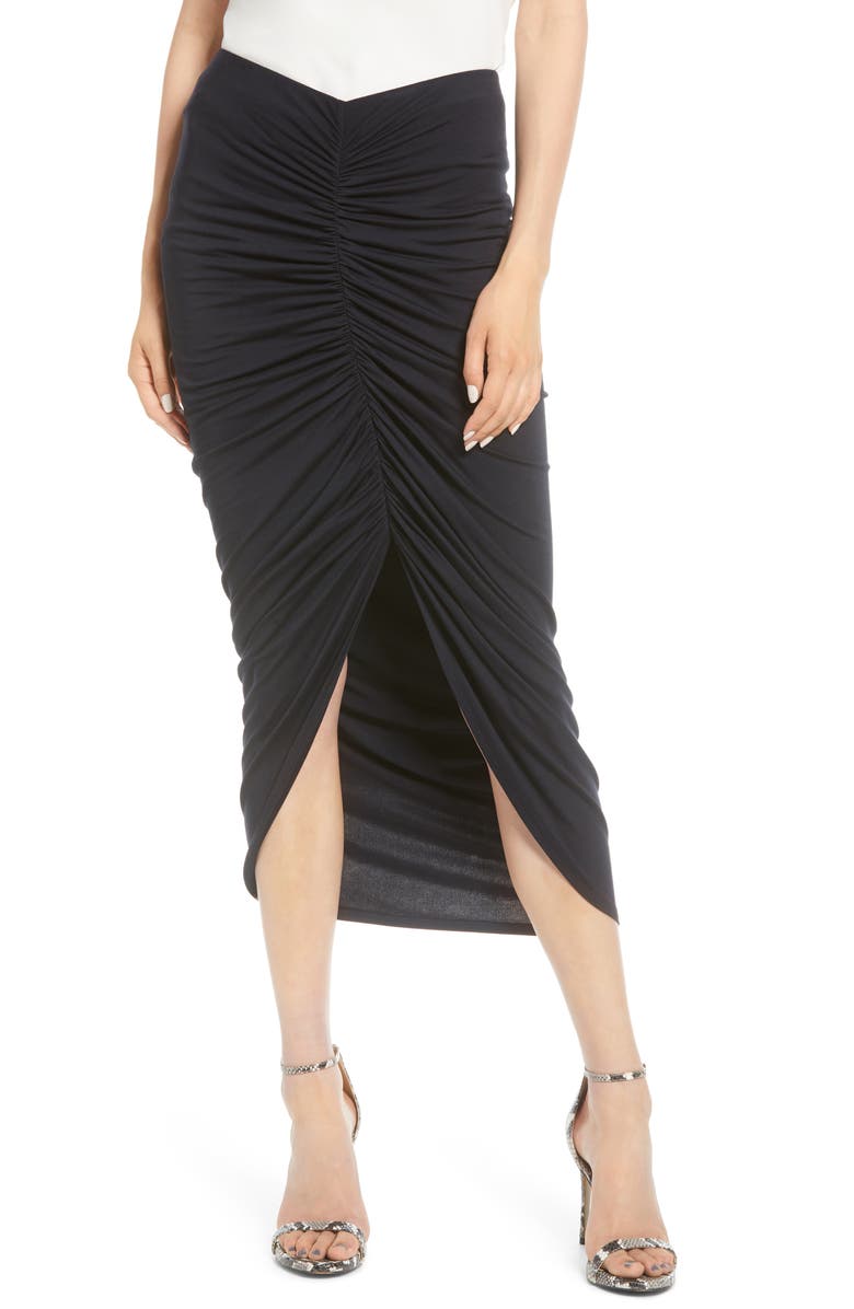 Bailey 44 Santorini Ruched Front Skirt, Main, color, Midnight