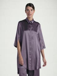 Alas Silk Long Shirt Dress