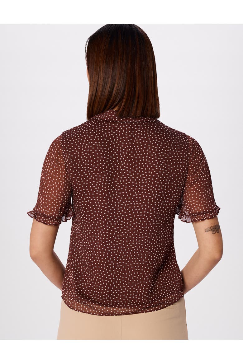 Polka Dot Sheer Sleeve Shirt, Alternate, color, Brwn/Multi
