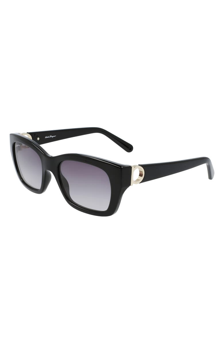 FERRAGAMO 53mm Rectangular Sunglasses, Alternate, color, Black/ Grey