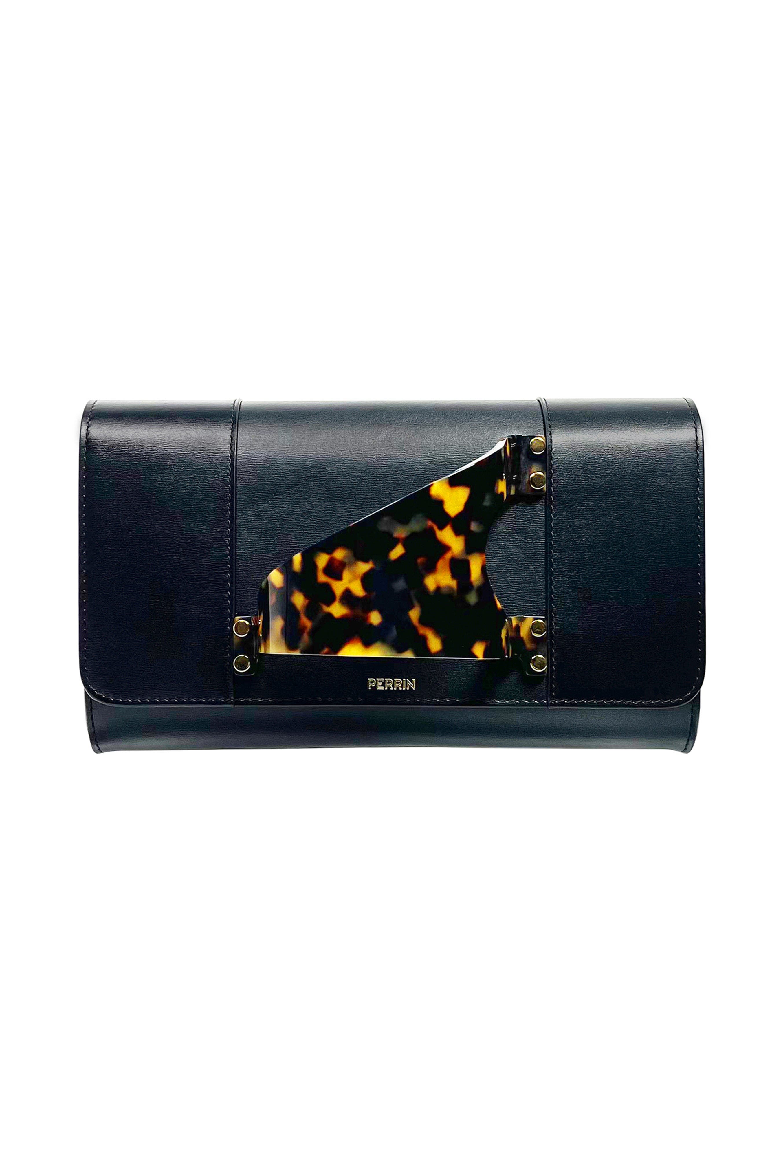 PERRIN PARIS L'EIFFEL ECAILLE CLUTCH, Main, color, Black