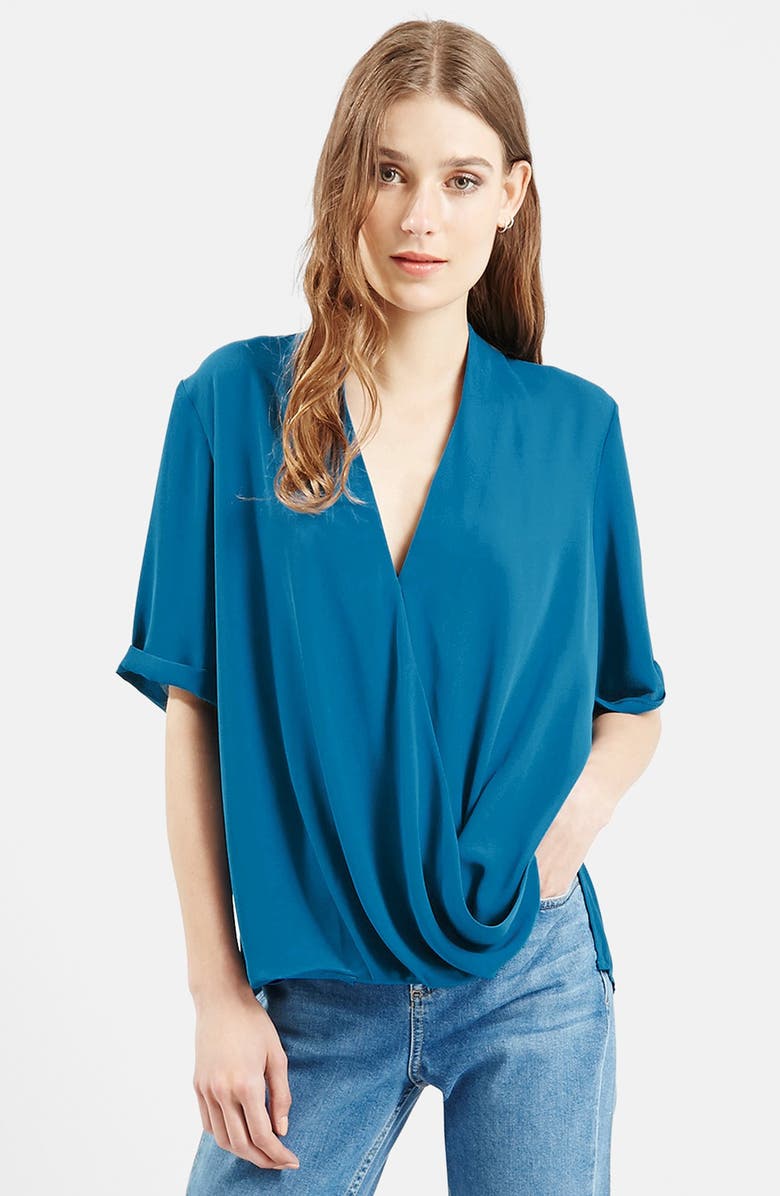 Topshop Drape Front Blouse, Main, color, 