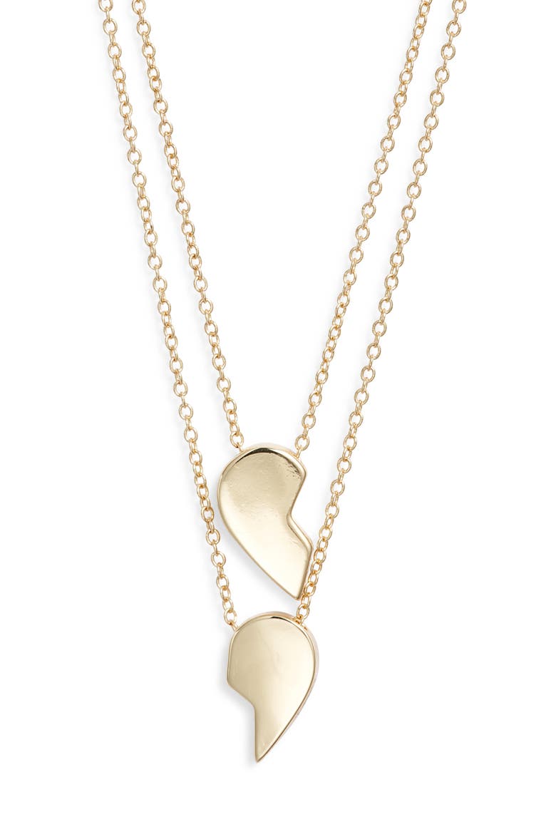 Gift Boxed Set of 2 Demi Fine Mommy & Me Heart Pendant Necklaces, Alternate, color, GOLD