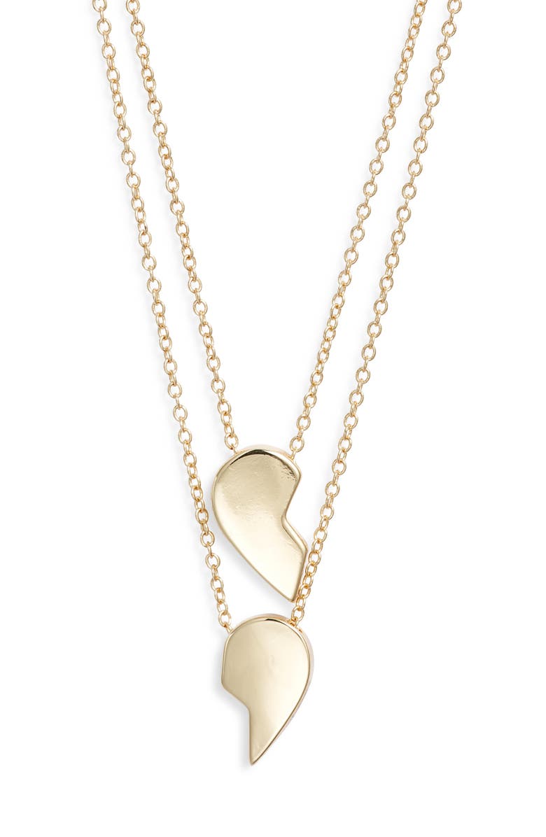 Chelsea28 Set of 2 Demi Fine Mommy & Me Heart Pendant Necklaces, Alternate, color, Gold